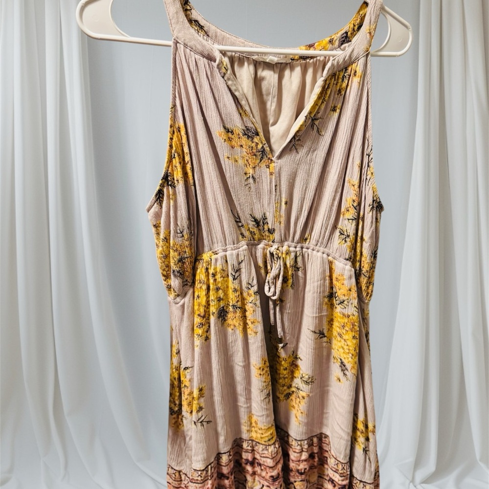 Maurices Floral Dress with Yellow and Brown Accents